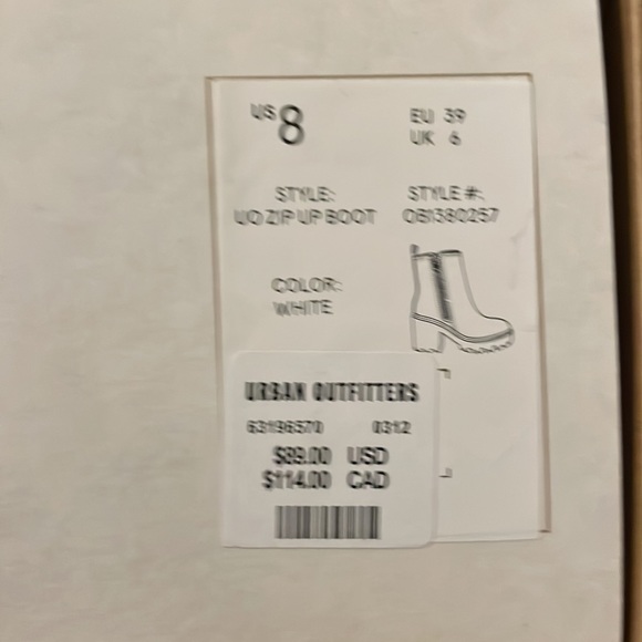 NIB Urban Outfitters UO Zip Up Boot White Brand New - Picture 4 of 7